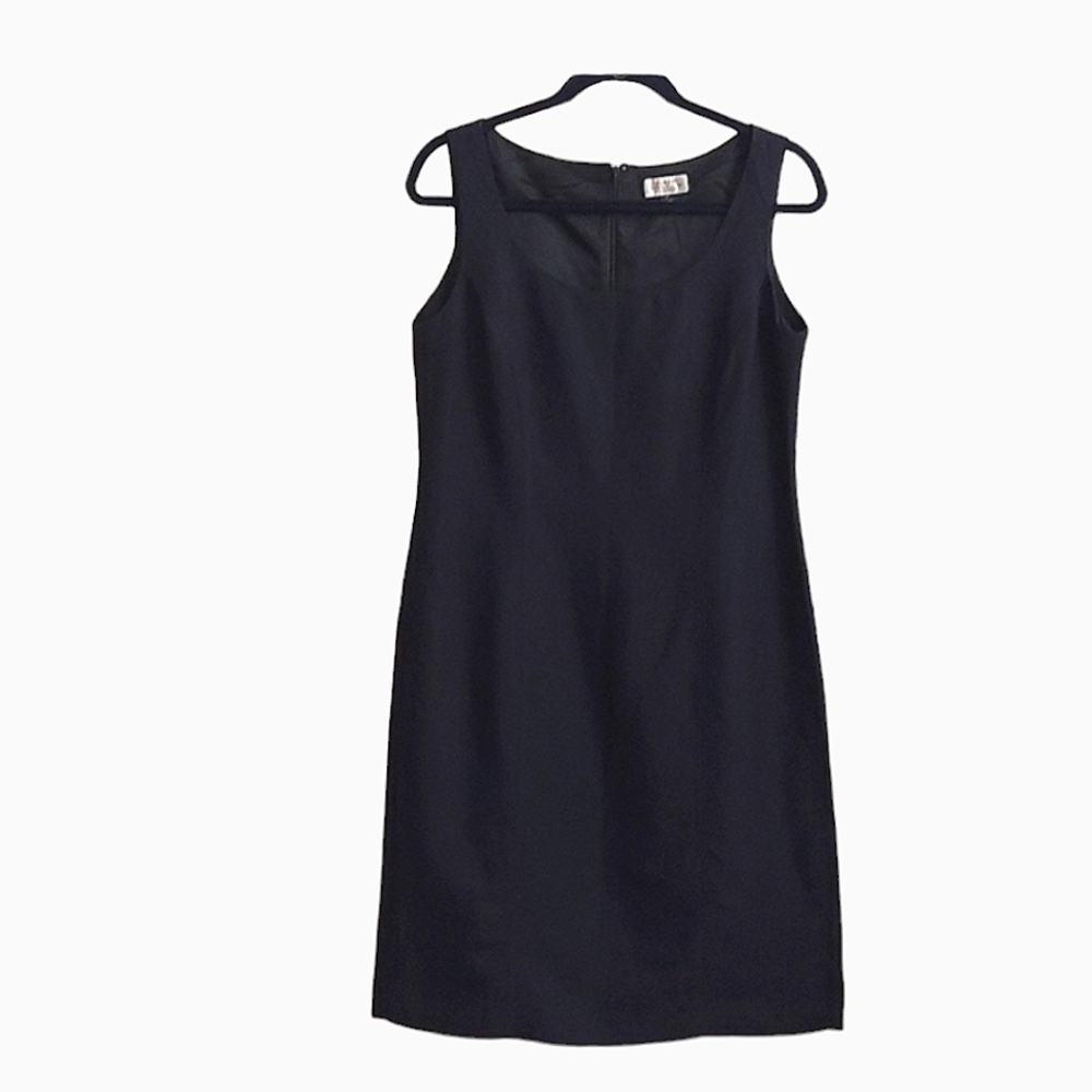 TAHARI ASL Classic Navy Blue Linen Blend Sleeveless Fully Lined Dress 10 Career